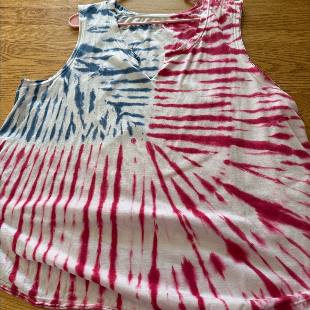 Natural Reflections Red and Pink Asymmetrical Muscle Tee